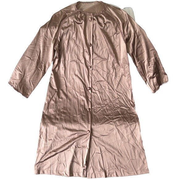 Vanity Fair Other - Vanity Fair Petite Vintage 60/70s Button Up Nightgown Nylon Satin Lace USA Made